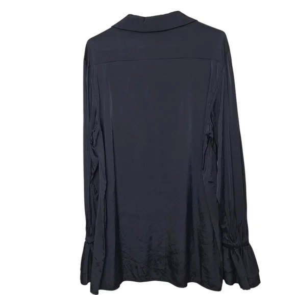 Scarlet Darkness Black Lace-Up Gothic Top | Ruffle Poet Sleeve Blouse | Size M - Picture 9 of 11